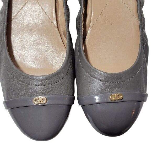 Cole Haan Elsie Ballet Flat Shoes Womens 8B Patent Cap Toe Gray Soft Leather - Picture 7 of 14
